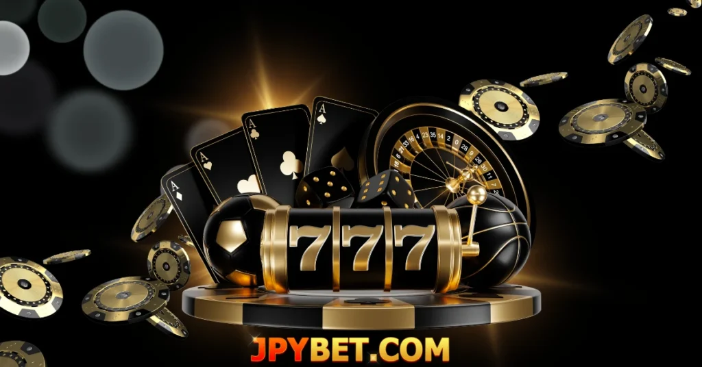 jpybet casino chips, dice, cards and roulette
